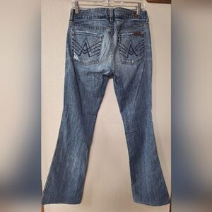 7 For All Mankind A Pocket  Bootcut Low Rise Distressed Womens Jeans Size 28x34